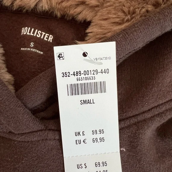 Hollister Brown Hooded Sweatshirt with Pink '08 Patch - Picture 2 of 2